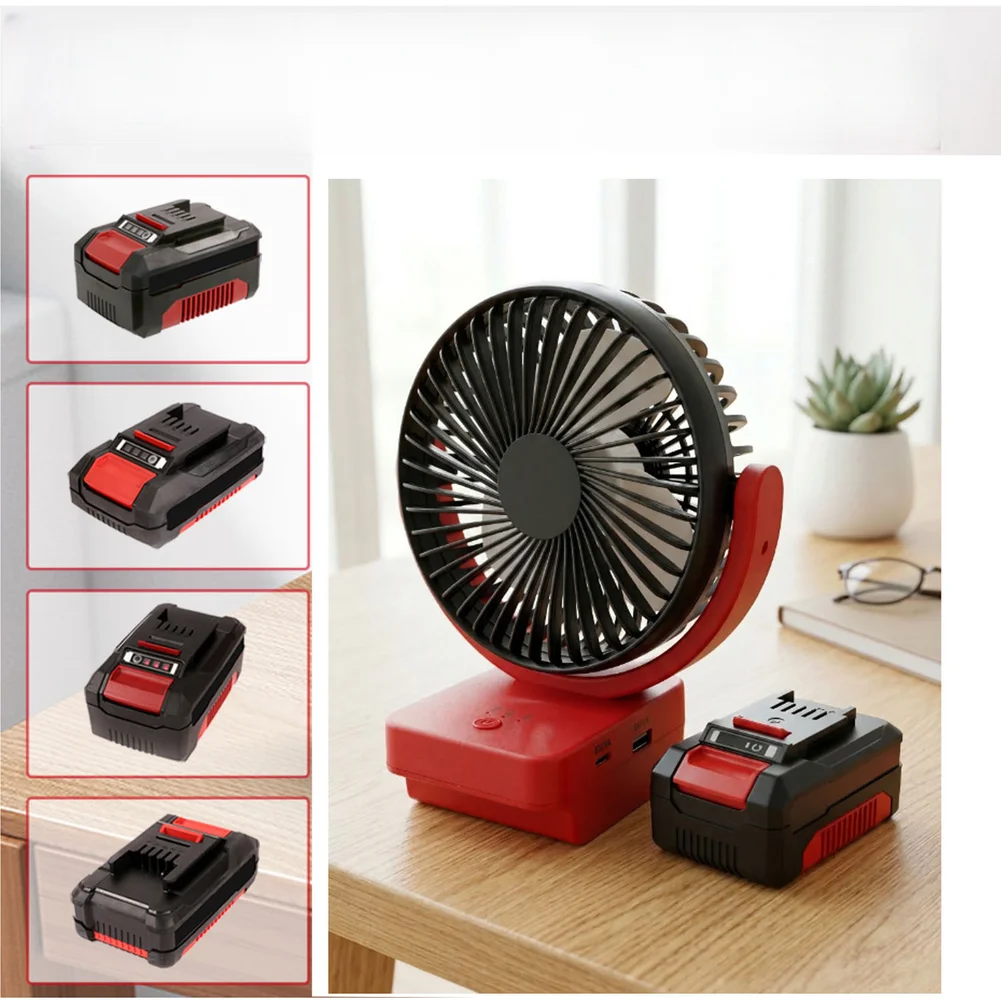 

Вентилятор на батарейках для Power X-Change 18V с USB-портом, 3 уровня регулировки воздушного потока, красно-черный, для гаража и кемпинга