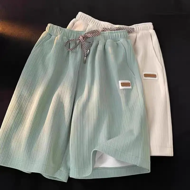 

Ice Silk Sports orts Men's High Waist Casual Wide Leg Mid-Length Loose Breathable Thin Five-Quarter Length Summer orts