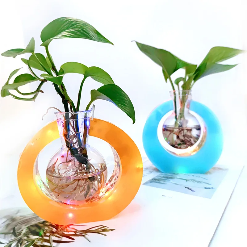 Vase Frame Crystal Epoxy Silicone Mold DIY Plant Hydroponic Flower Vase Desktop Ornament Flower Silicone Mould