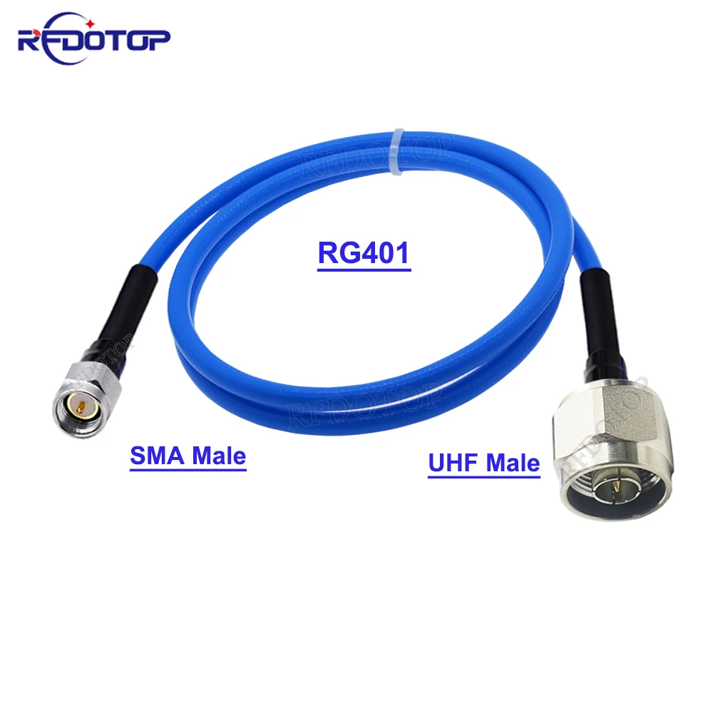 Blue RG401 50-5 Cable N Type Male Plug to SMA Male Connector High Frequency Low Loss RG-401 Test Cable RF Coaxial Pigtail Jumper