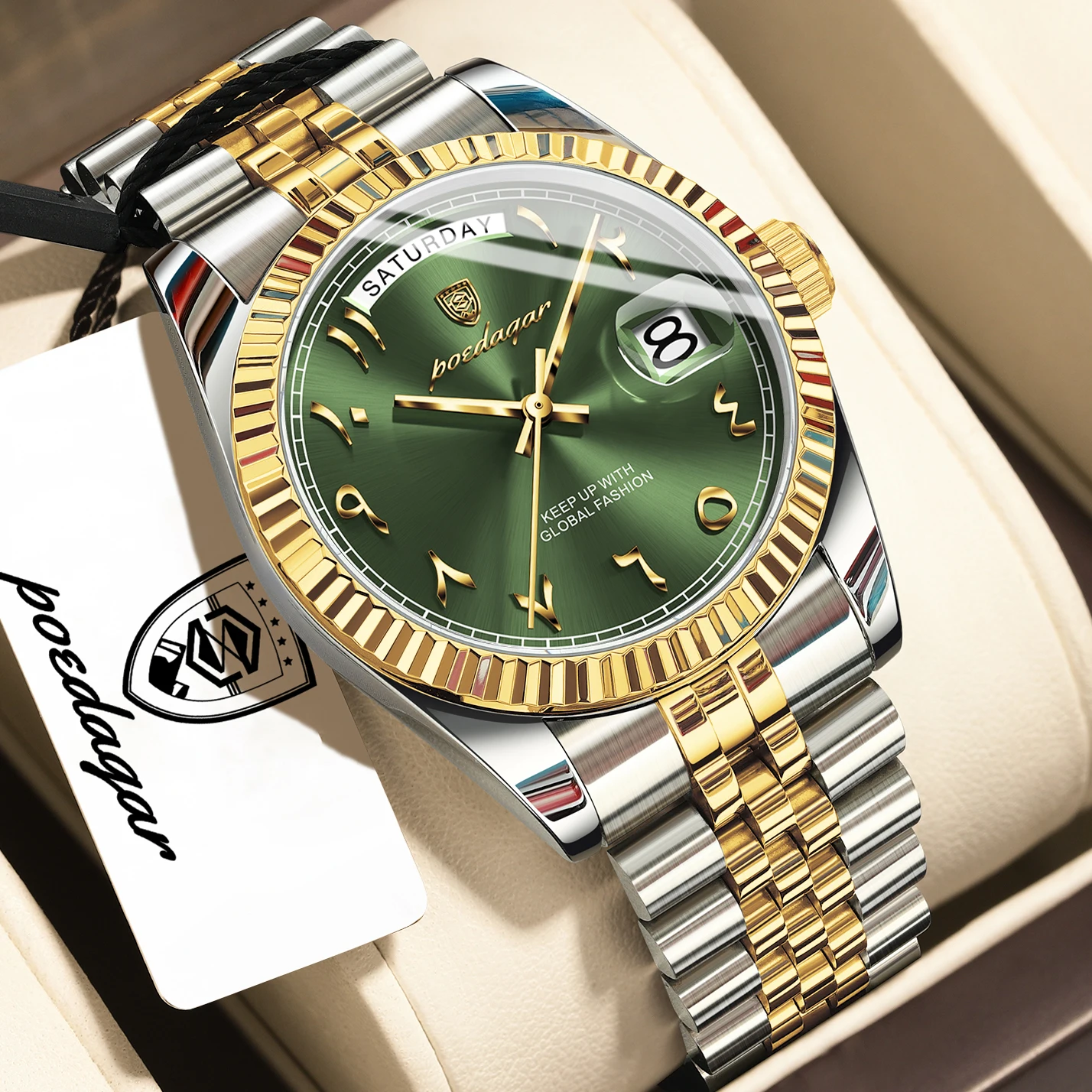 POEDAGAR Top Trendy Herenhorloge RVS Waterdicht Business Herenhorloge Datum Week Quartz Creatief Herenhorloges Reloj Hombre