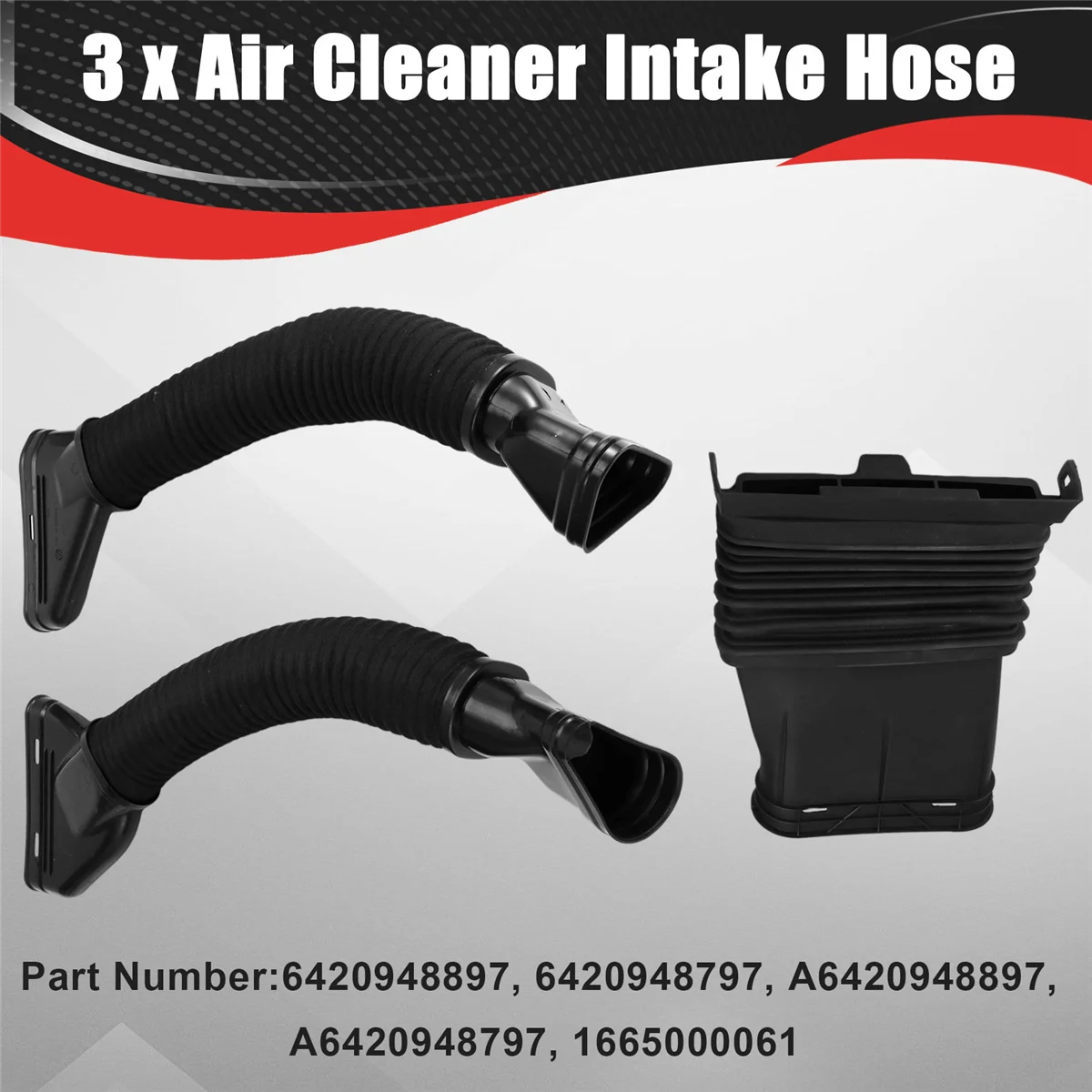 

#939K 3Pcs/Set Car ENGINE AIR INTAKE HOSE TUBE DUCT for MERCEDES X166 W166 6420948897 (Black)