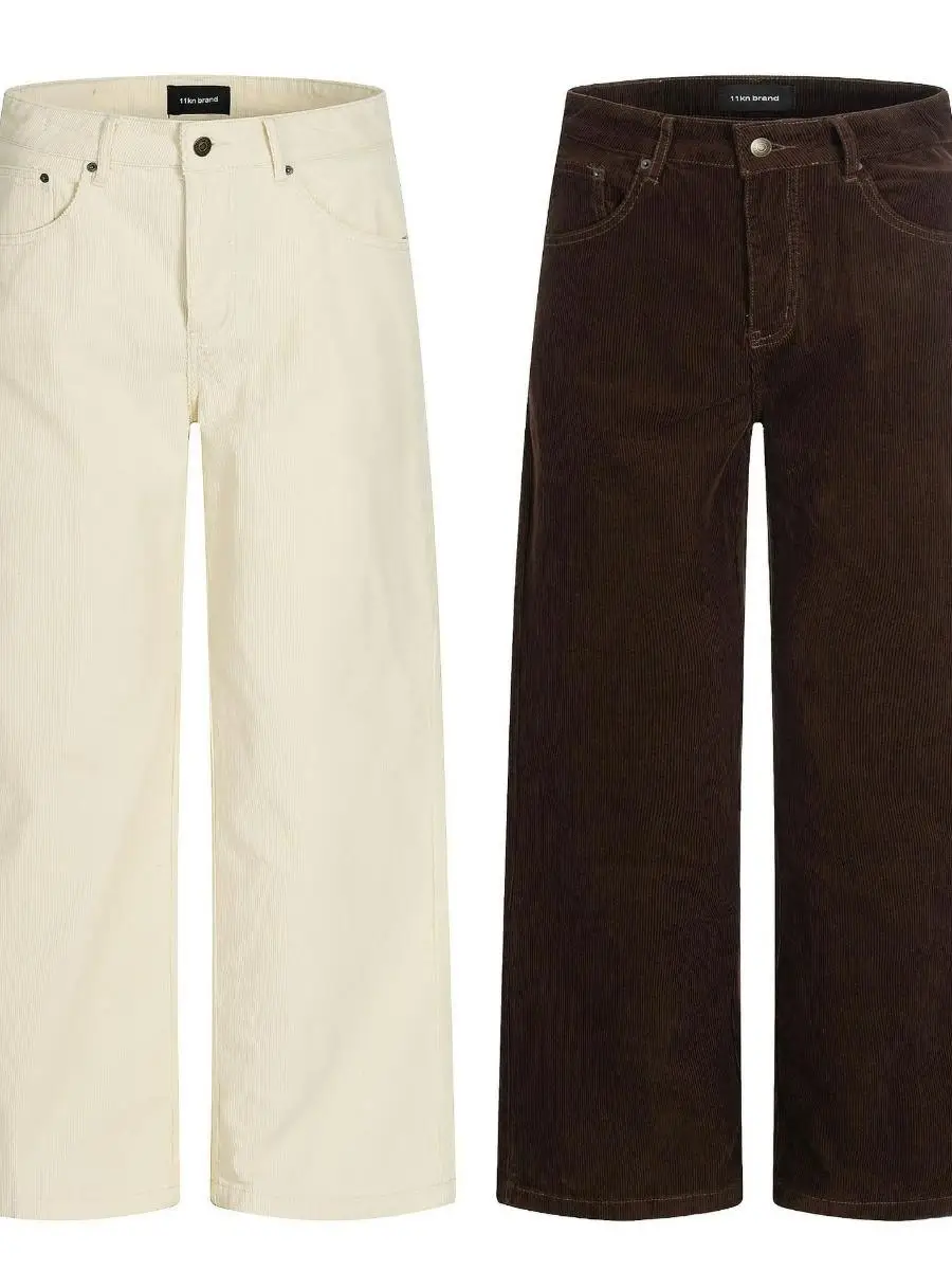 

Retro American Work Pants Loose Wide Leg Casual Straight Leg Floor-Length Trousers ex High Waist Zipper Fly Casual Pants