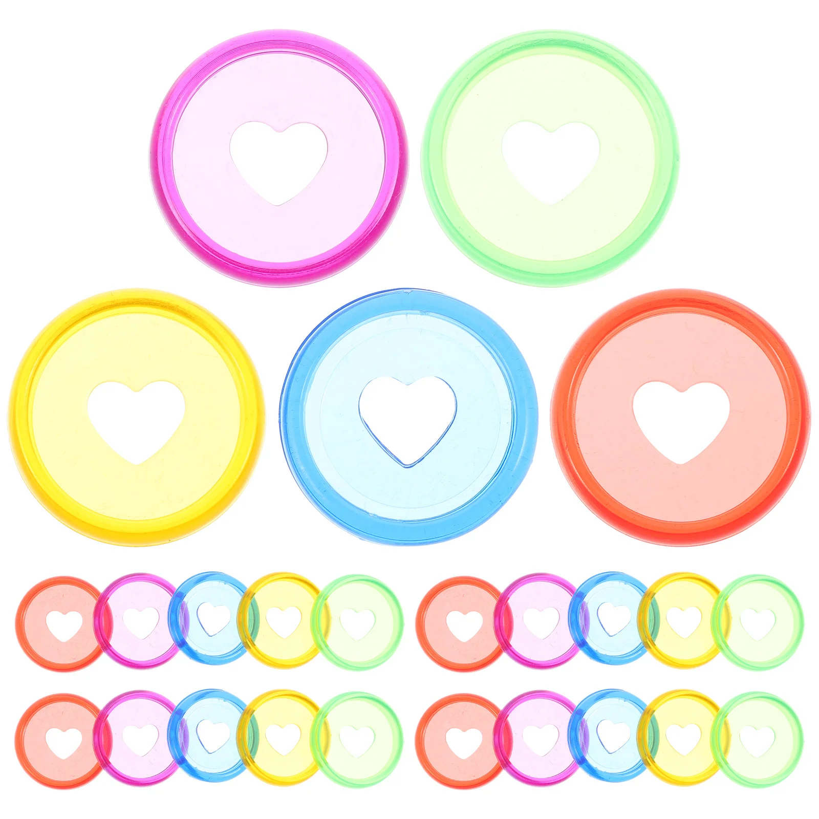 25Pcs Plastic Binding Discs Colorful Heart Shape Discbound Discs for Loose-Leaf Notebook Planner Office Accessories