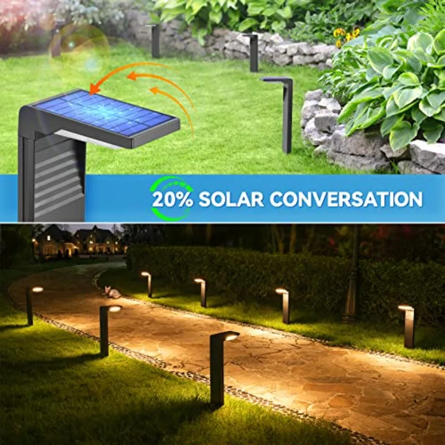 Lampes solaires de voie, paquet de 12, avec double Mode d'éclairage blanc chaud et blanc froid, Design moderne, lumières solaires extérieures étanches, id