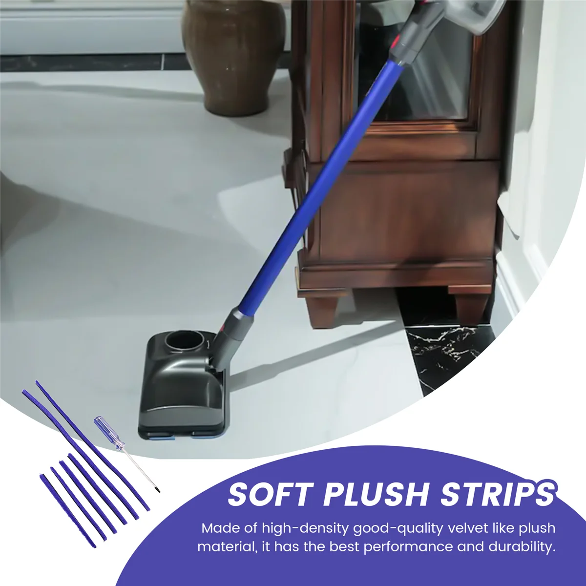 popular 7Pcs Soft Plush Strips for Dyson V6 V7 V8 V10 V11 Vacuum Cleaner Soft Roller Head with Screwdriver Replacement Part