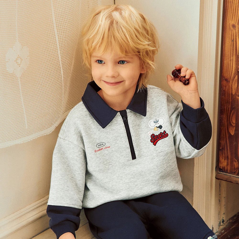Dave Bella Sweatshirt Long Sleeve Autumn Boy Pullover Top Spring Sportswear Fashion Cute Casual Print Children Clothes DB3262001