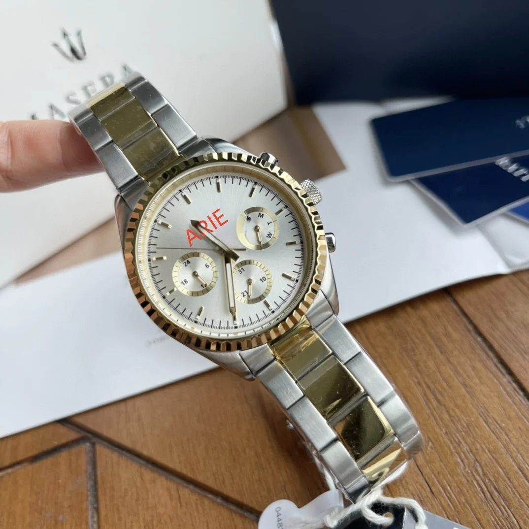 

High Quality Fashion Stainless Steel Strap Quartz Watches Calendar 24 Hour Show Movement Men'S Quartz Wristwatch