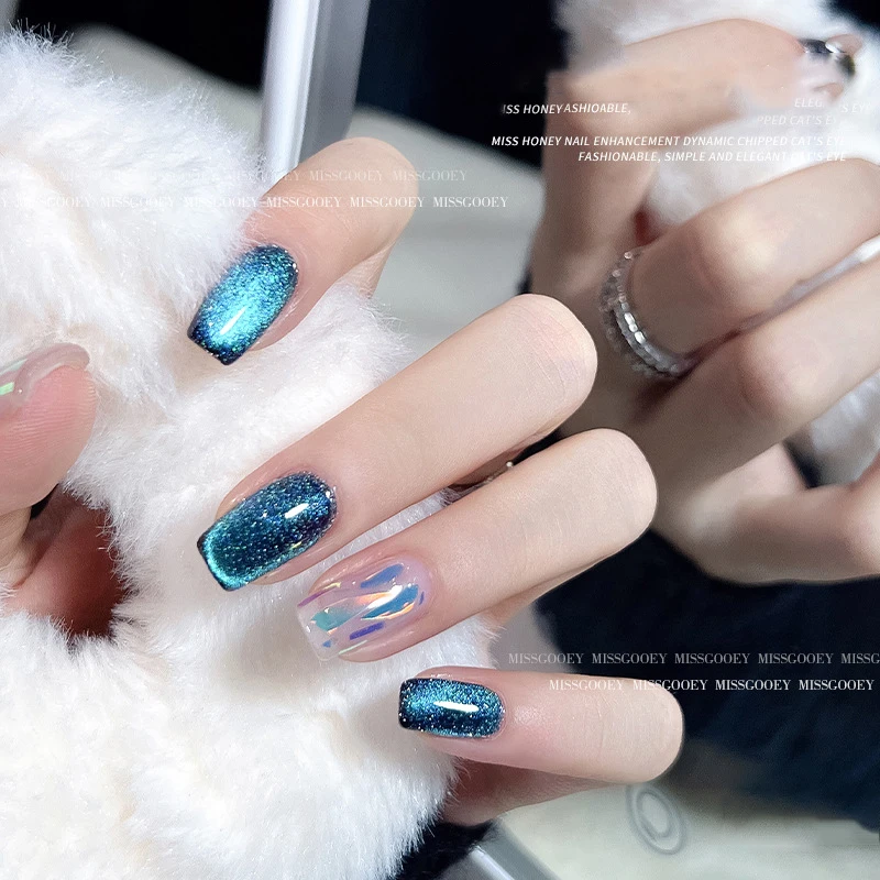 Blue Crystal Magnet Cat's Eye Gel Reflective Laser Reflective Semi Permanent UV LED Gel Polish 8ml Nail Art Varnishes image 3