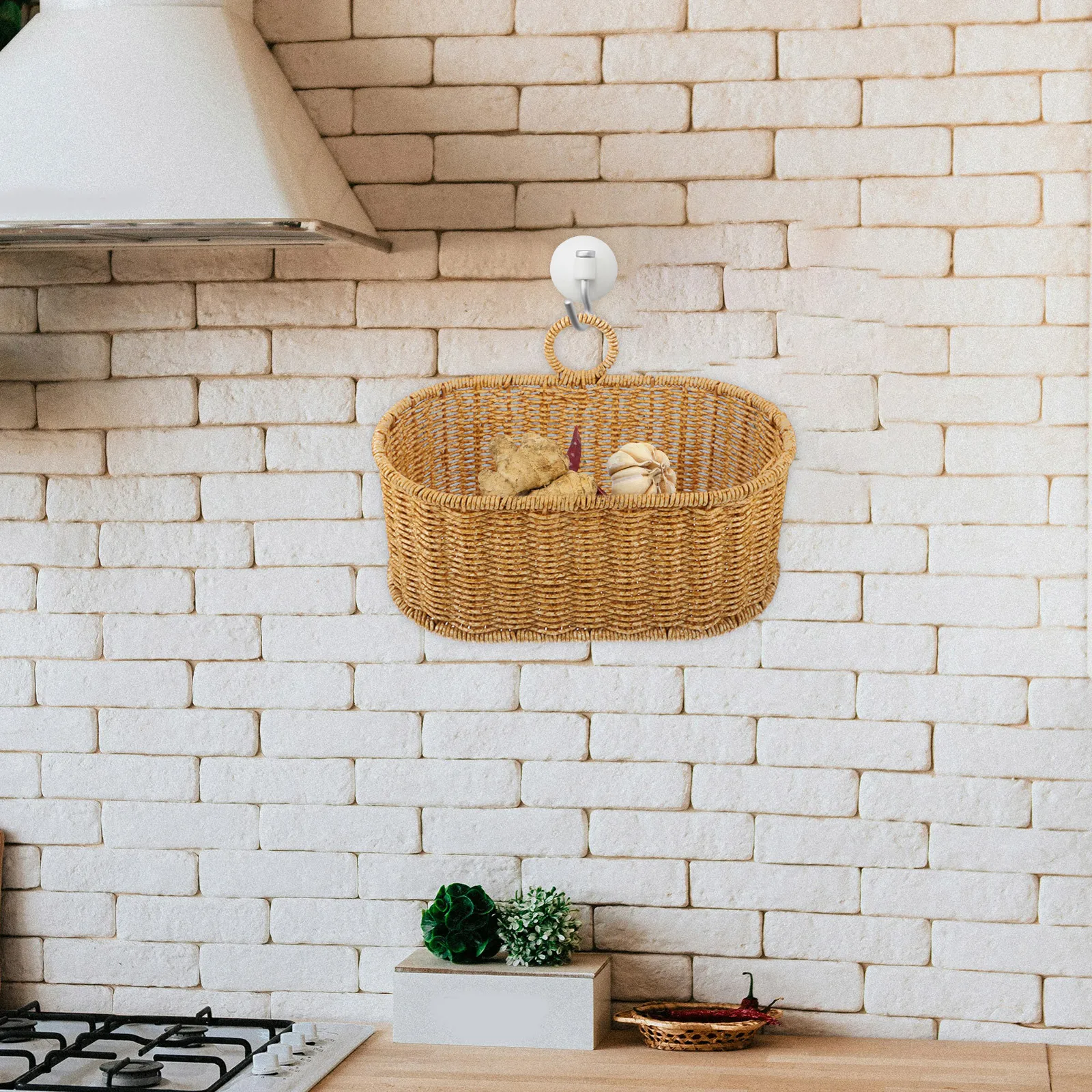

Wall Hanging Basket Large Capacity Woven Storage For Kitchen Garlic Ginger Vegetables Fruit Organizer Basket Decorative