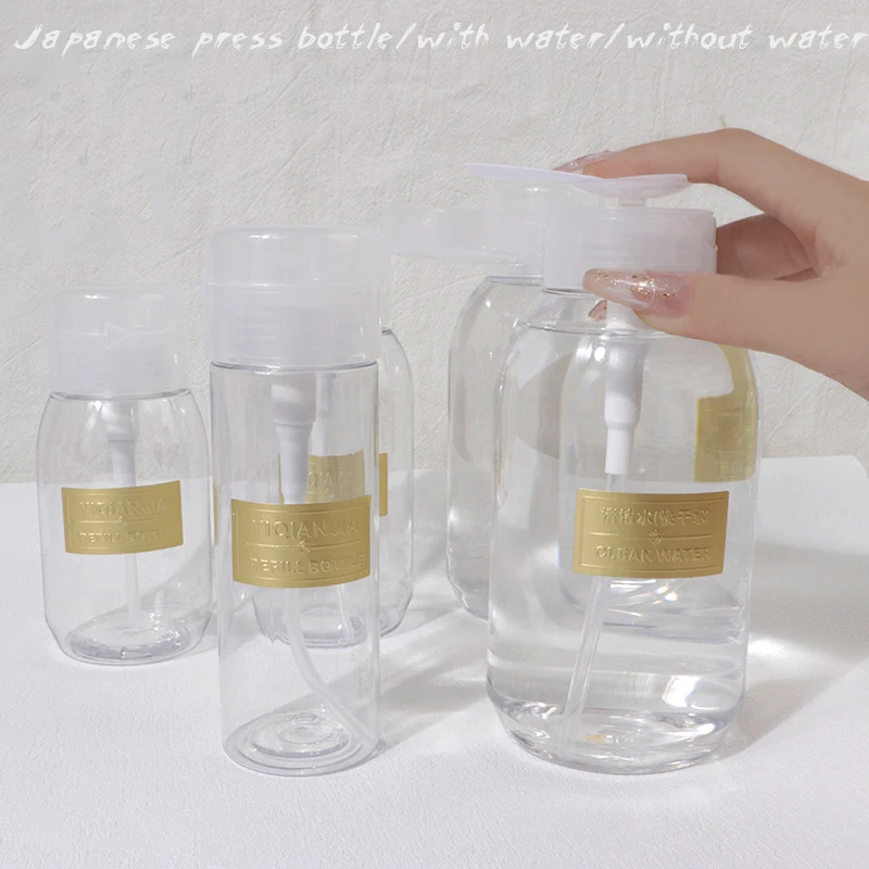 Botellas rellenables para uñas, dispensador de bomba de prensa vacía, limpiador de esmalte de uñas, botella de maquillaje, herramienta de manicura, 300/500ML