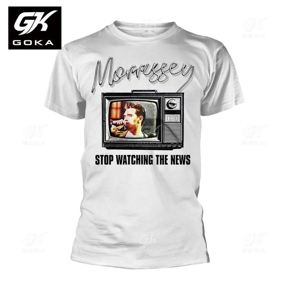 Morrissey 'Stop Watching The News' T Shirt - NEW Graphic T Shirts for Mens Clothing Cotton Tees Sleeve Vintage Printed Tops