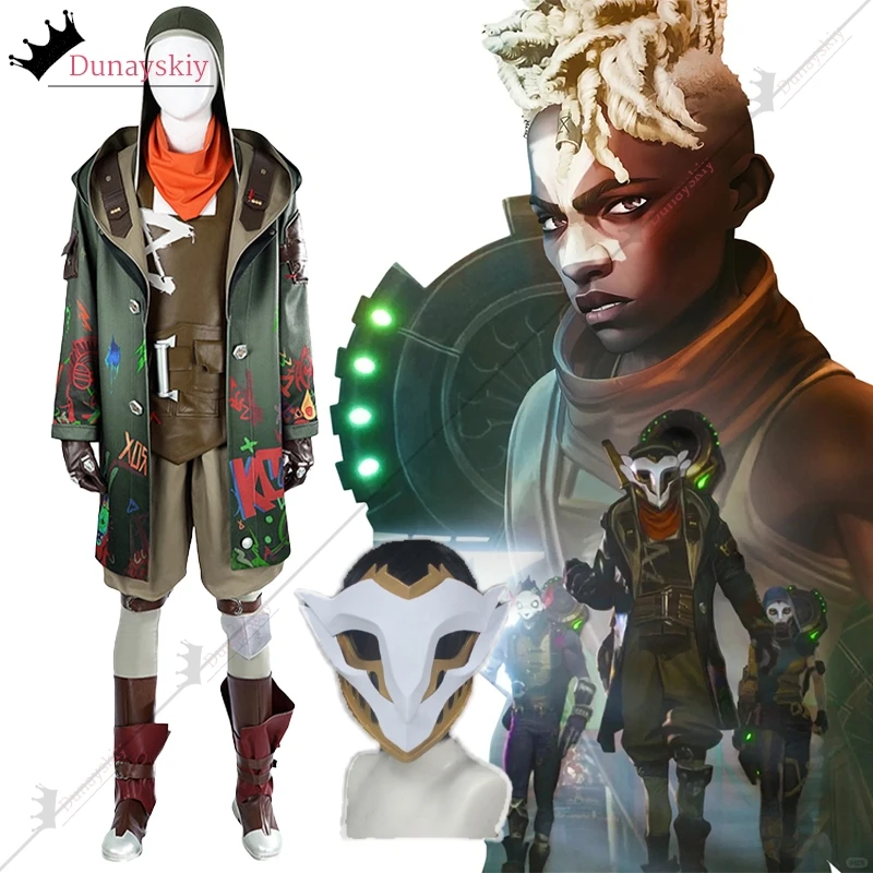 Arcane Ekko Cosplay Costume The Boy Who Shattered Time Game Uniform Game Mask Shoe Outfits Halloween Carnival Suit For Man