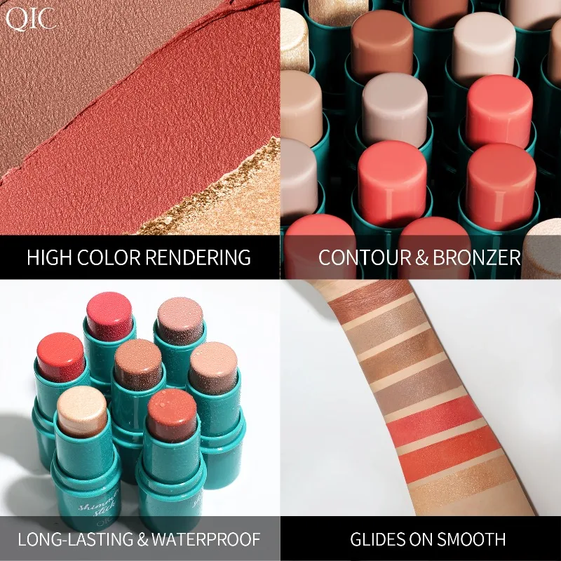 عصا تحديد احترافية متعددة الوظائف لنحت الوجه كريم برونزي هايلايتر أحمر الخدود بدون خياطة مظهر طبيعي قابل للمزج #3