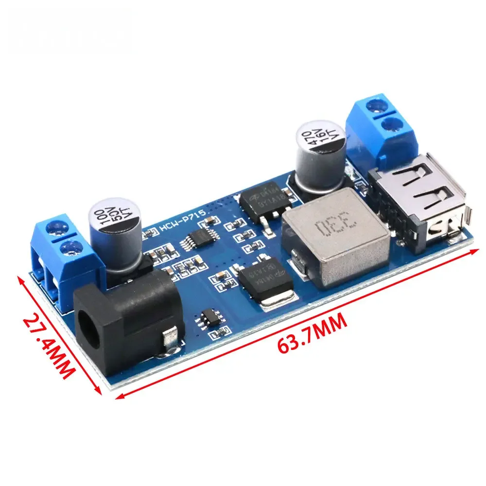 ​High-Current 5A DC-DC Buck Converter Module (LM2596S Replacement) with 24V/12V to 5V Step-Down and Adjustable USB Charging ​