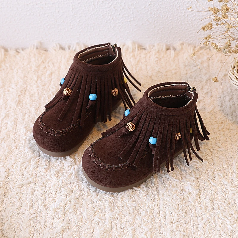 2025 جديد الخريف الفتيات أحذية الموضة نمط جديد أحذية الأميرة مع شرابات عالية أعلى حذاء من الجلد للطفل الصغار ЖеСы БТНК #3