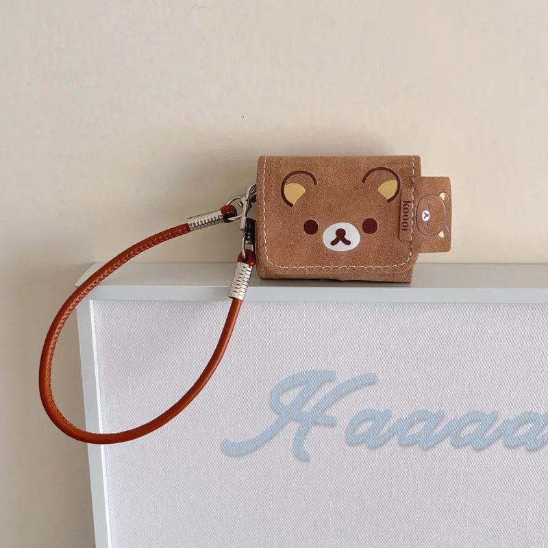 Ins Bear الجلود قلادة الكرتون لطيف جميل حقيبة سماعة الاذن لابل airpods 1 3 4 2 برو 2nd صندوق شحن بلوتوث اللاسلكية