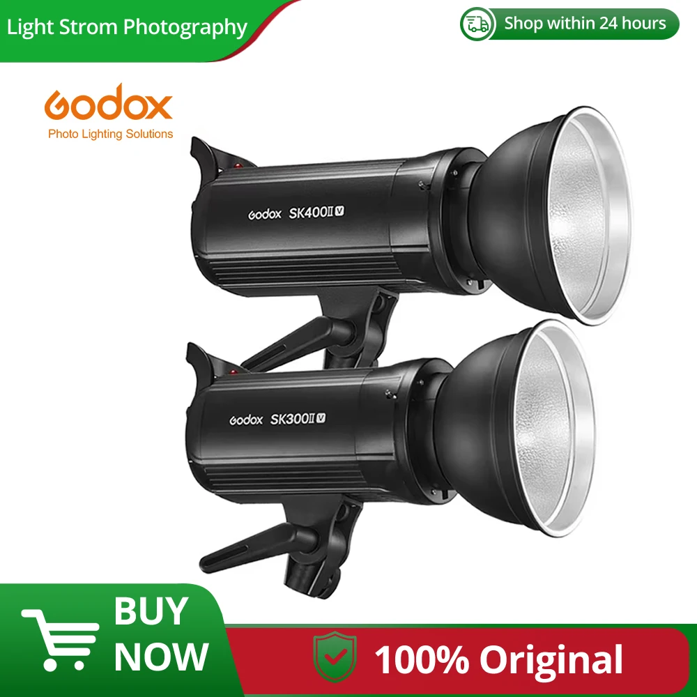 Godox SK300II-V 300Ws SK400II-V 400Ws Studio Strobe Flash Monolight 2.4G Wireless X System, GN65 5600K with LED Modeling Lamp