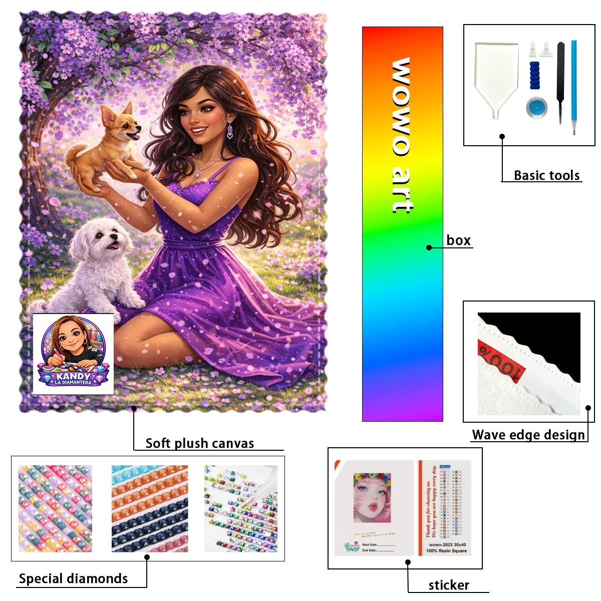 

【KANDY_ Diamond Art】The beautiful girl and the puppy diamond paintings AB Rhinestone FD Rhinestone Perfect Resin Diamond