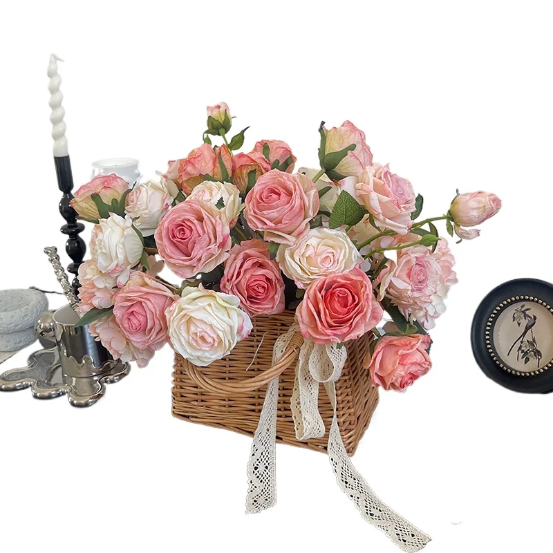 ZOCO Premium Sense flor biónica borde ardiente Rosa simulación falsa Día de la madre ramo de graduación cesta de flores