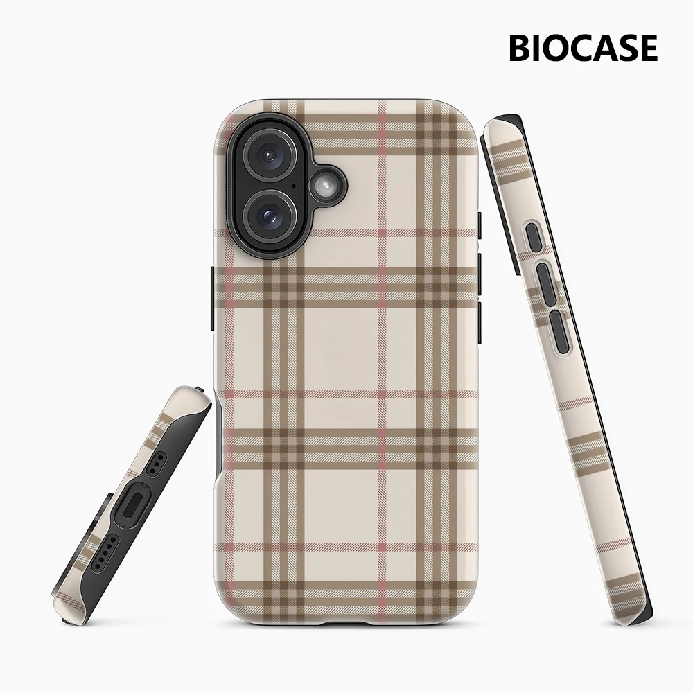 Braune und rosa Schachbrett-Handyhülle für iPhone 17 Must-Haves für iPhone 17 16 15 14 13 12 Pro Max Plus, doppellagige Rückseite
