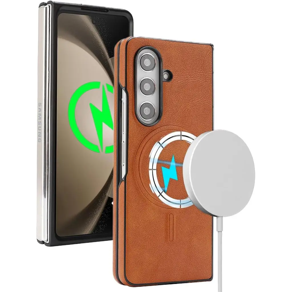 Magnetic for Samsung Galaxy Z Fold 7 case,Support Wireless Charging, Premium PU Leather & Shockproof