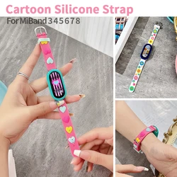 Cartoon Silicone Strap for Xiaomi Mi Band 8 7 6 5 4 3 Girl Candy Color Bracelet for Mi Band 7 Replacement Smartwatch Accessories