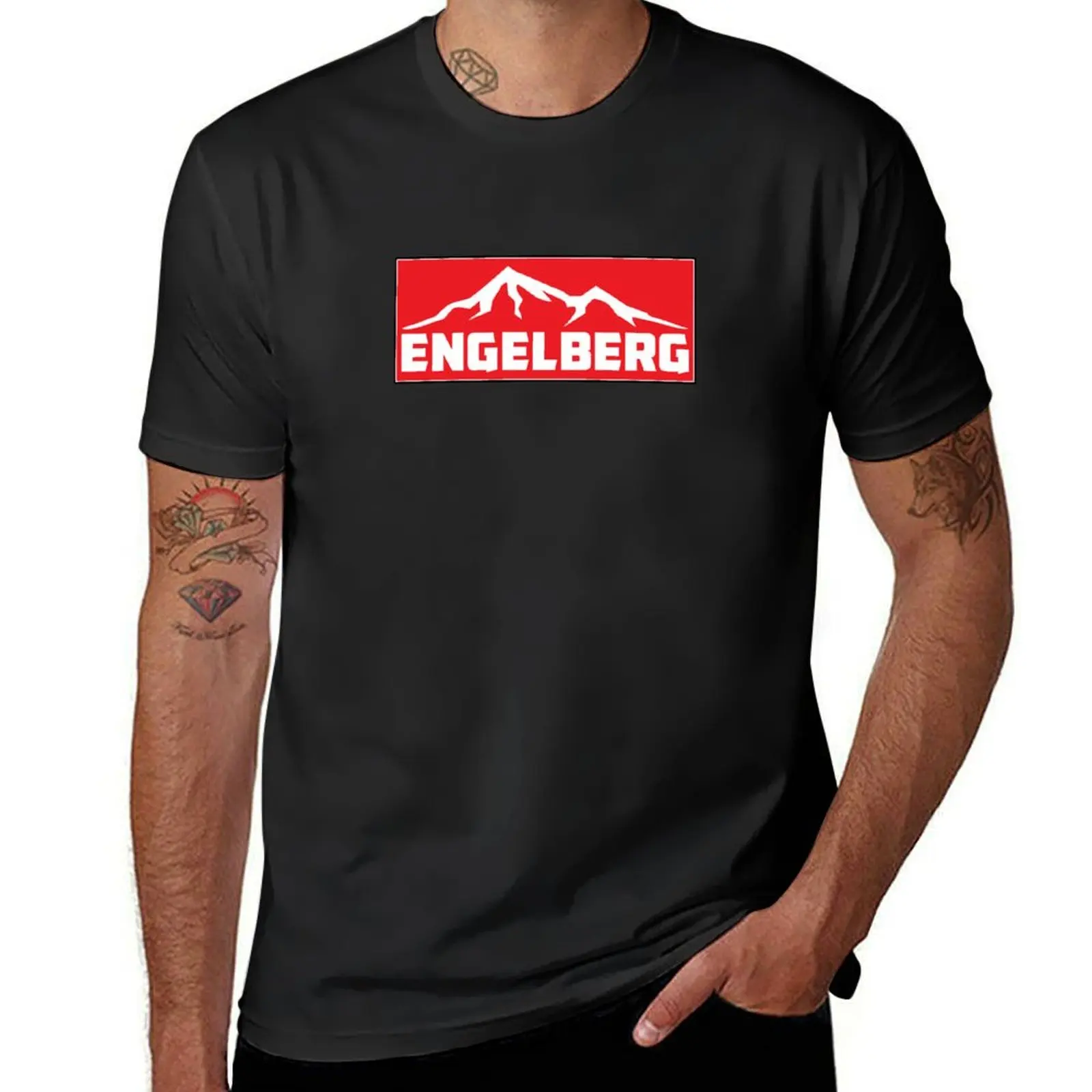 Ski Engelberg Switzerland Skiing Mount Titlis T-Shirt Blouse Short sleeve tee heavy weight t shirts for men