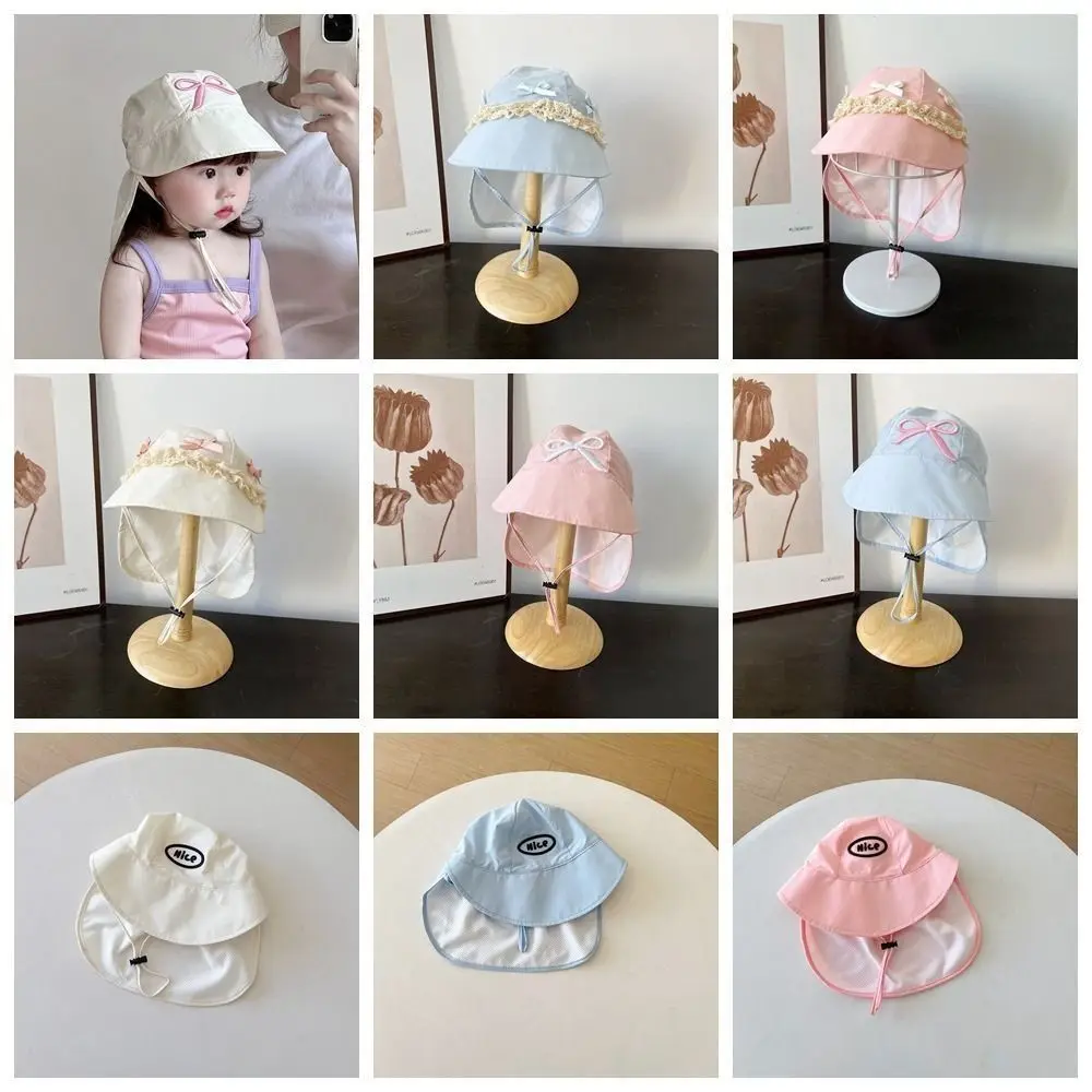 

New Cotton Children Sunshade Hat UV Protection Quick Dry Shawl Sun Hat Wide Brim Breathable Fisherman Hat Summer