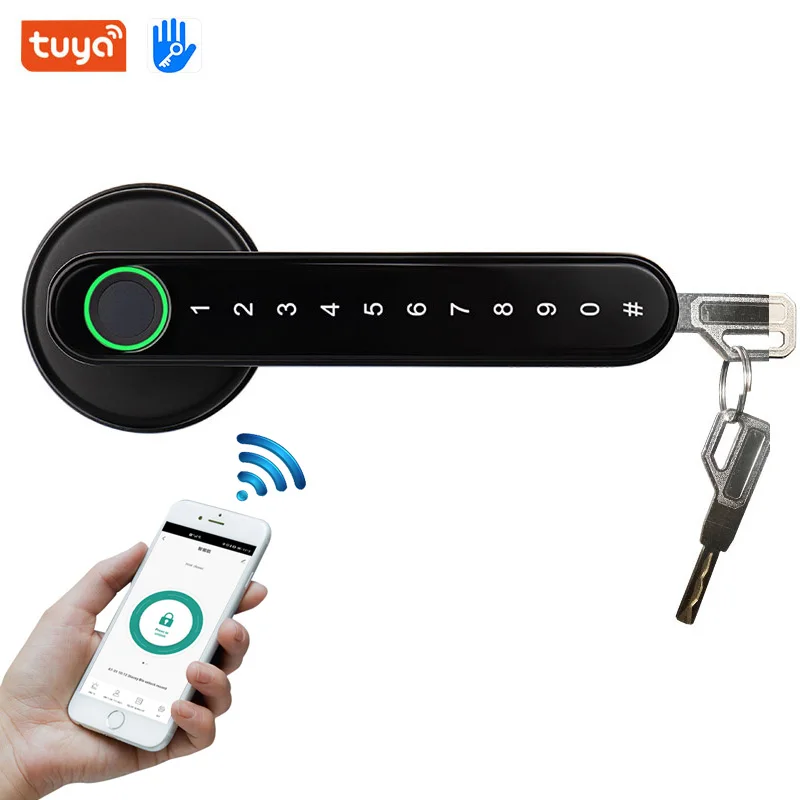 

Smart Tuya TTlock Bluetooth App Combination Lock Fingerprint Keyless Security Door Handle for Home
