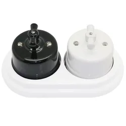 EU Socket Retro Style Ceramic Rotary Switch Wall Light 2 Way Control Knob Switch for Home Improvement