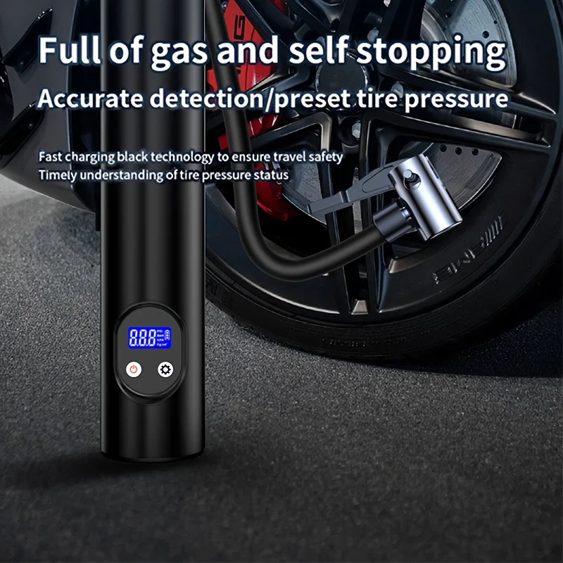 Portable Air Pump Smart Car Tire Inflator Pump Digital Display Rechargeable Automobile Tire Pressure Compressor USB LED Car Ball