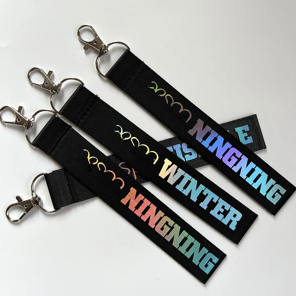 Kpop Idols Winter NingNing Phone Lanyard Keychain 17CM Laser Name Slip Printing Pendant Phone Bag Decoration Giselle Fans Gift