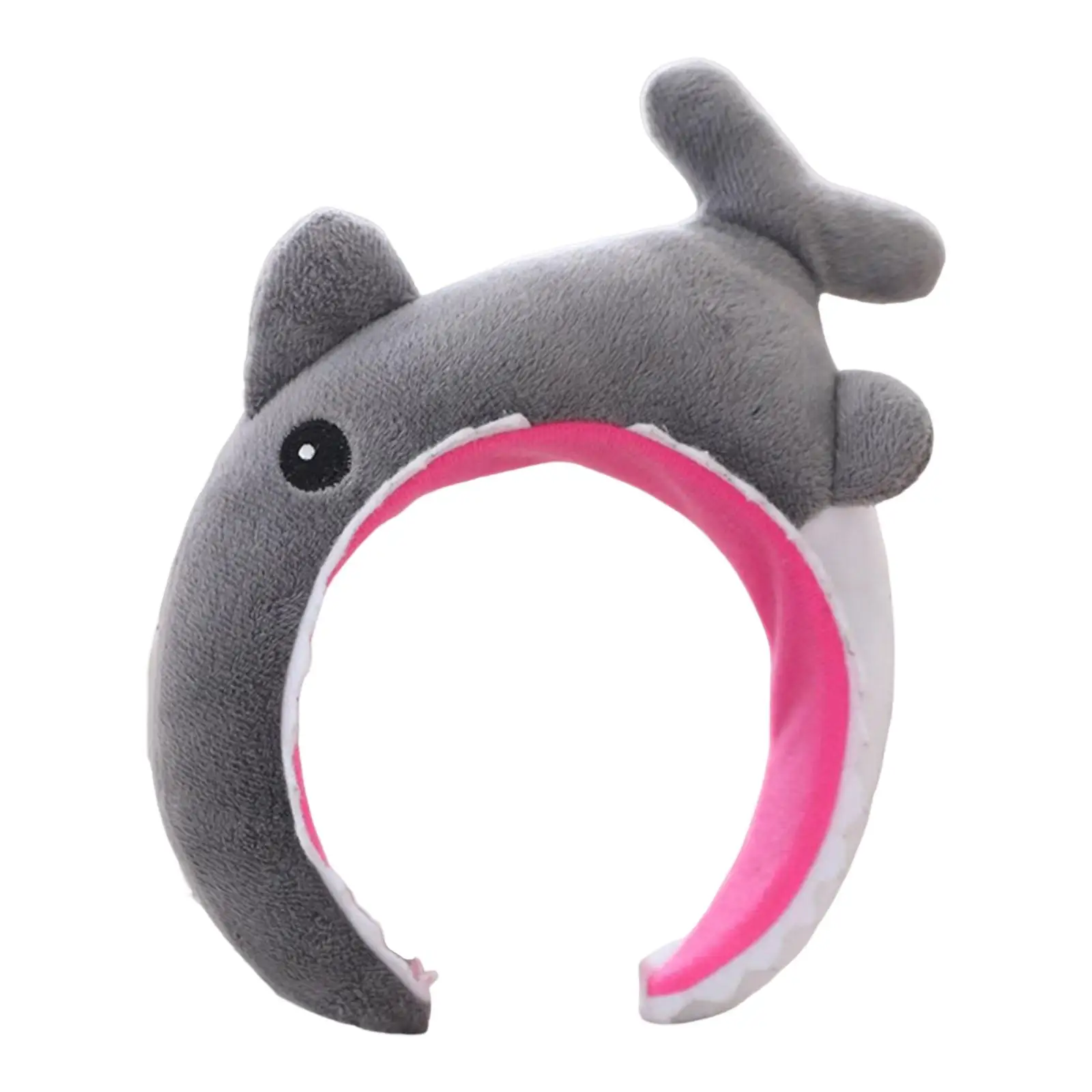 Short Plush Gray Shark Headband Cute Hairband Hair Hoop Hair Accessories for Halloween