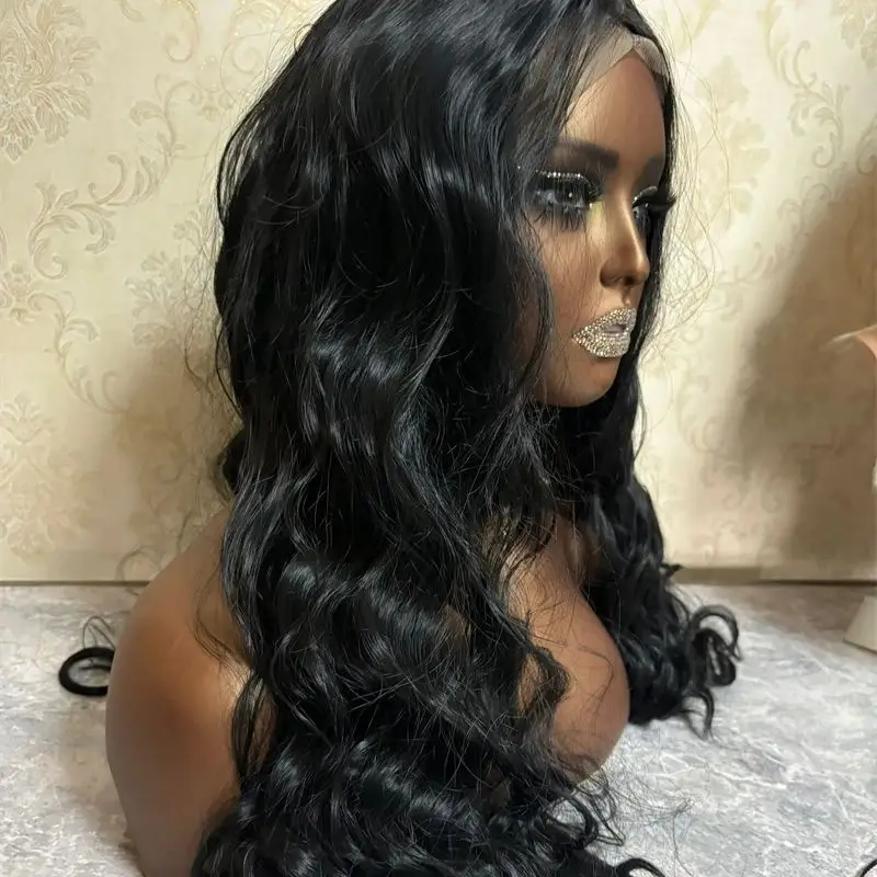 Black Wig Synthetic Lace Front Wigs For Women Long Hair Body Wavy Heat Resistant Fiber Front Lace Glueless Wig Daily Use Cosplay