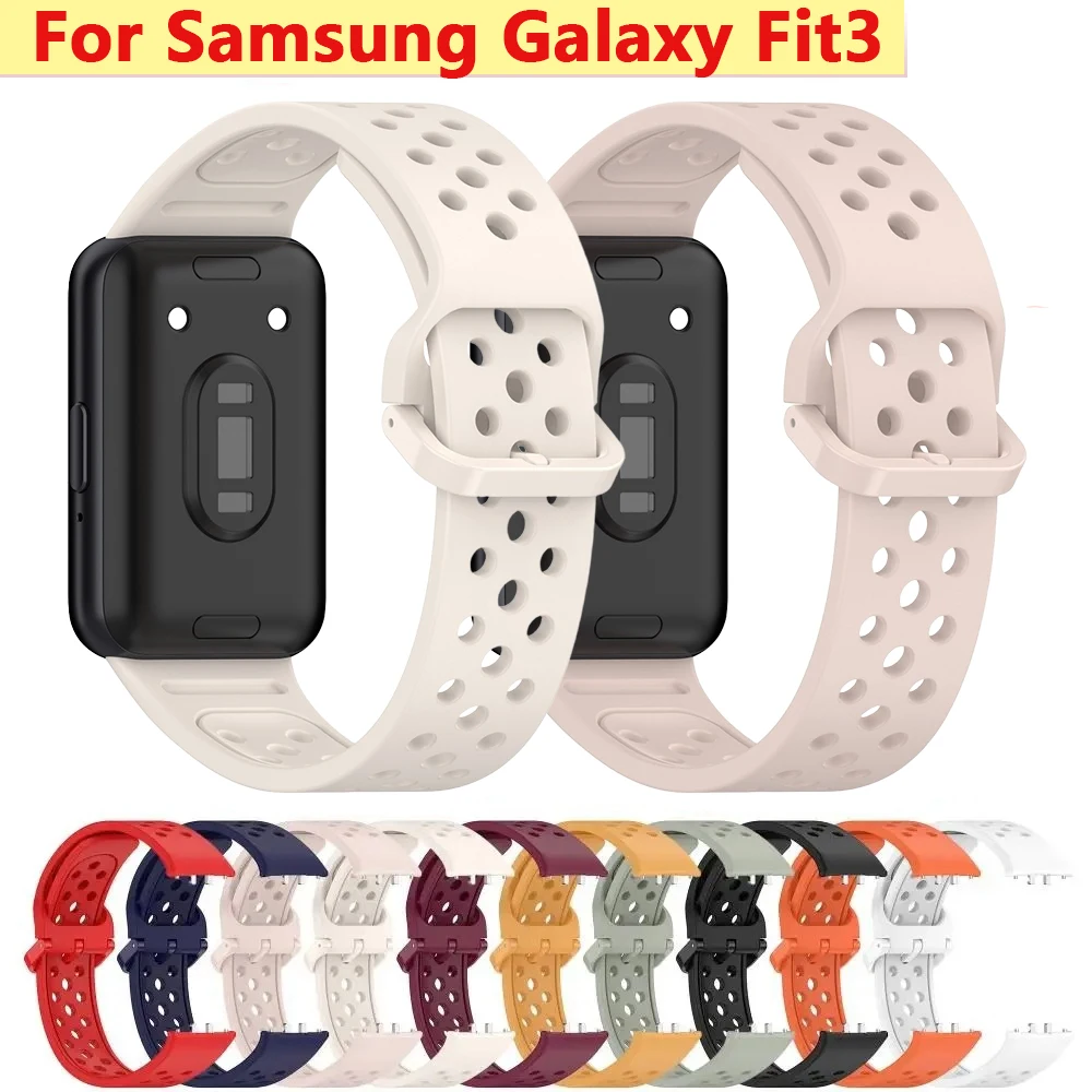 Reloj de silicona suave Compatible con Samsung Galaxy Fit3, pulsera de repuesto, correa de reloj transpirable, accesorios deportivos para reloj inteligente