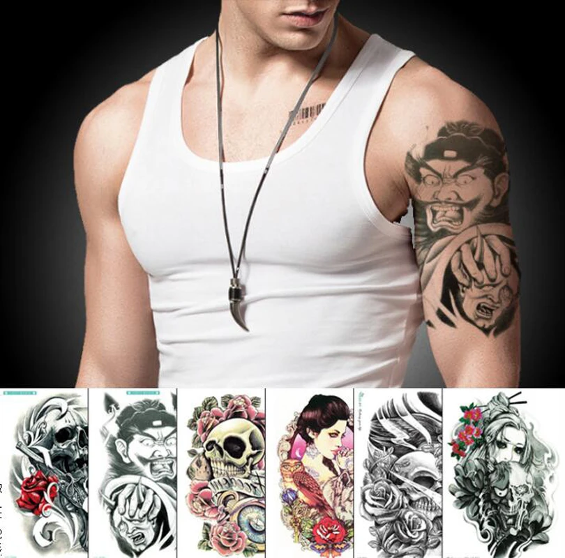 

Waterproof Arm Tattoo Sticker Halloween Horror Tattoo Skeleton Prajna Temporary Tattoos Body Art Transfer Tattoo Decals Tatuajes