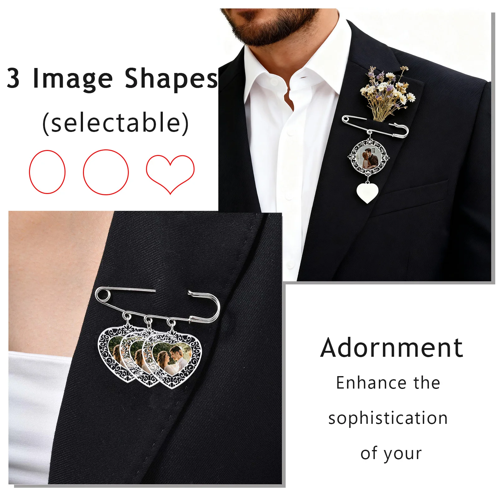 صورة دبابيس دبوس صورة شخصية قلادة مجوهرات سلسلة الذاكرة محفورة مع اسم الصورة هدايا صور مخصصة للجنسين #4