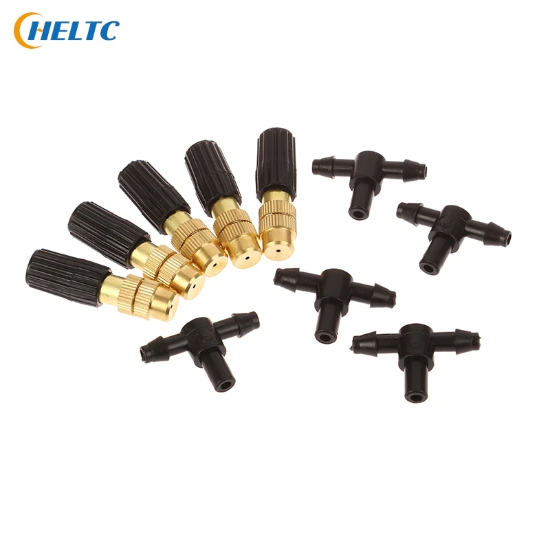 

1/5pcs/set 4/7 PVC Outdoor Misting Cooling System Garden Irrigation Watering 1/4'' Brass Atomizer Adjustable Garden Sprinklers