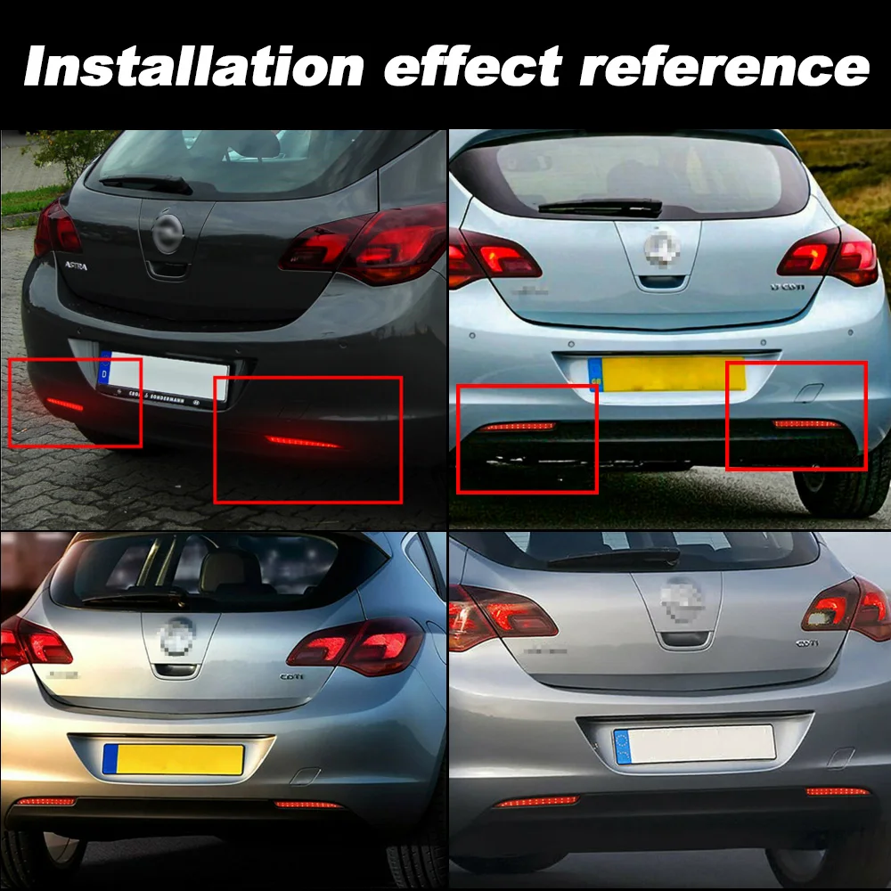 2Pcs Red / Smoke Lens 48-SMD LED Rear Bumper Reflector LED Brake Stop Light For Opel Vauxhall Astra J 5D HB 2009-2012