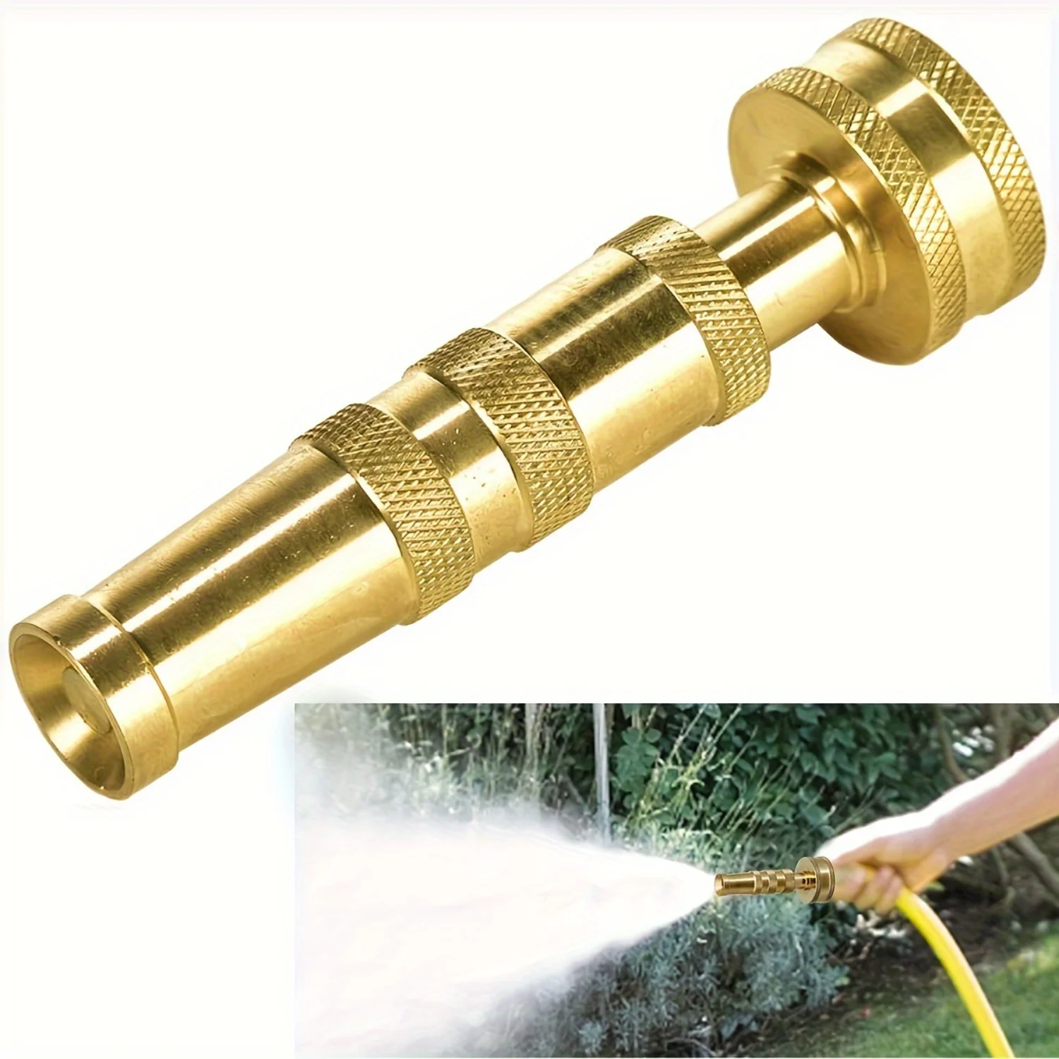 1pc High Pressure Hose Nozzle Heavy Duty, Brass Garden Hose Nozzle, Adjustable  For Standard Hose, Garden Sprayer, Nozzle, High 