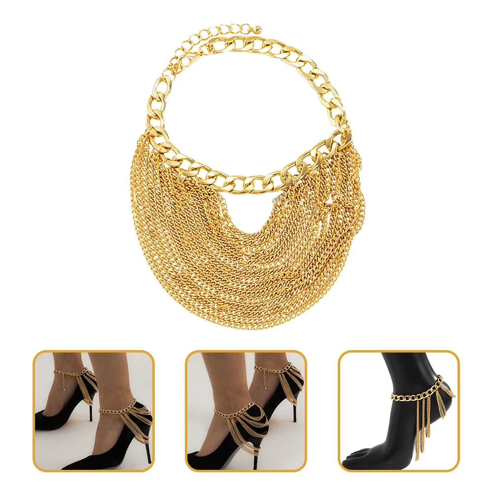 

2 Pcs Tassel Ankle Chain Anklets Foot Jewelry for Women Sandals Shoe Women's Pumps