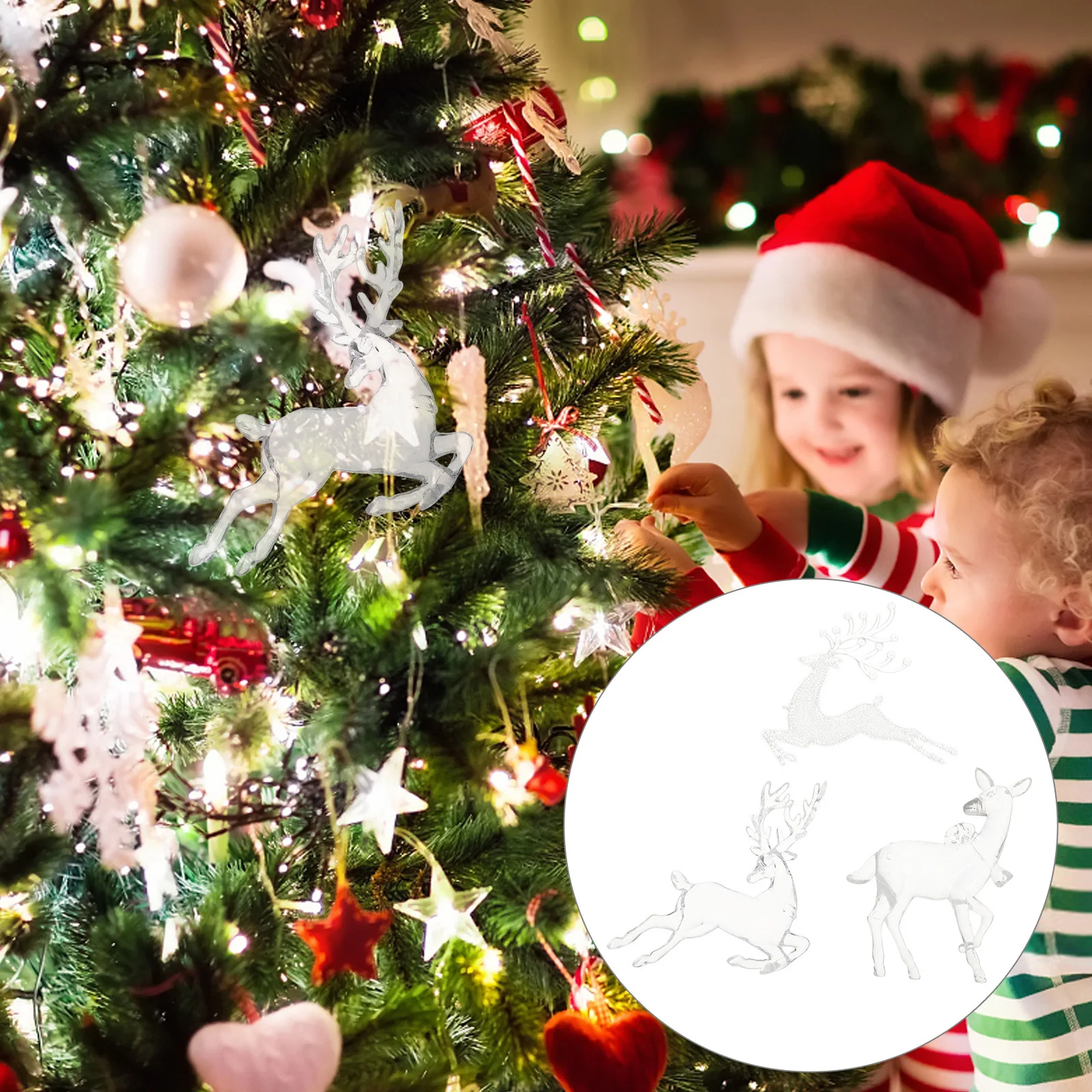 

3Pcs Elk Christmas Ornament Realistic Texture Holiday Tree Decoration Xmas Decor for Home Office Store Hotel