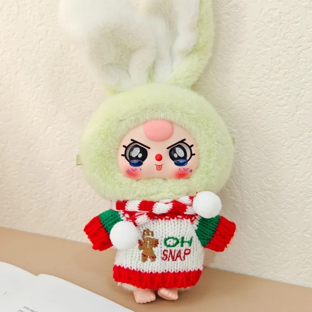 Mini roupas de boneca acessórios para coreia kpop exo labubu ídolo v1 v2 suéter de natal conjunto de chapéu roupas de inverno