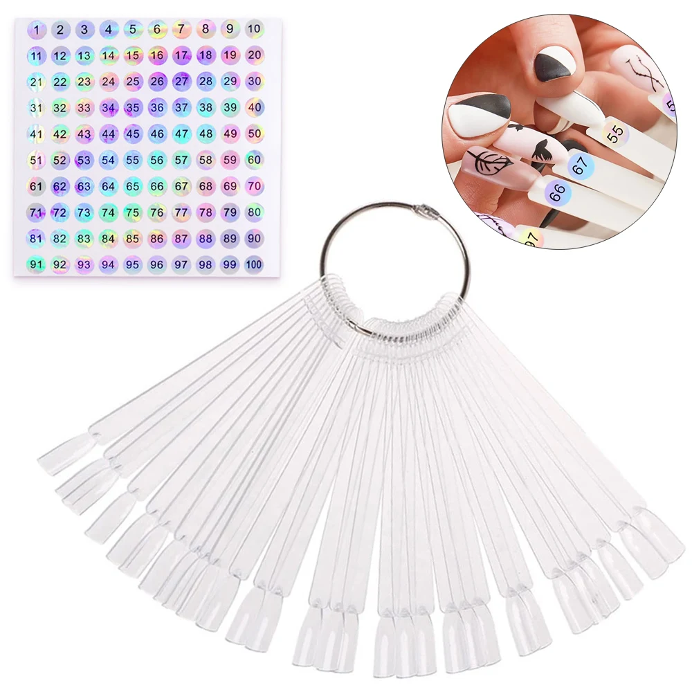 50Pcs Nail Display Sticks With Number Stickers Color Chart False Nails Tips Gel Polish Practice Samples Paint Nail Art Supplies