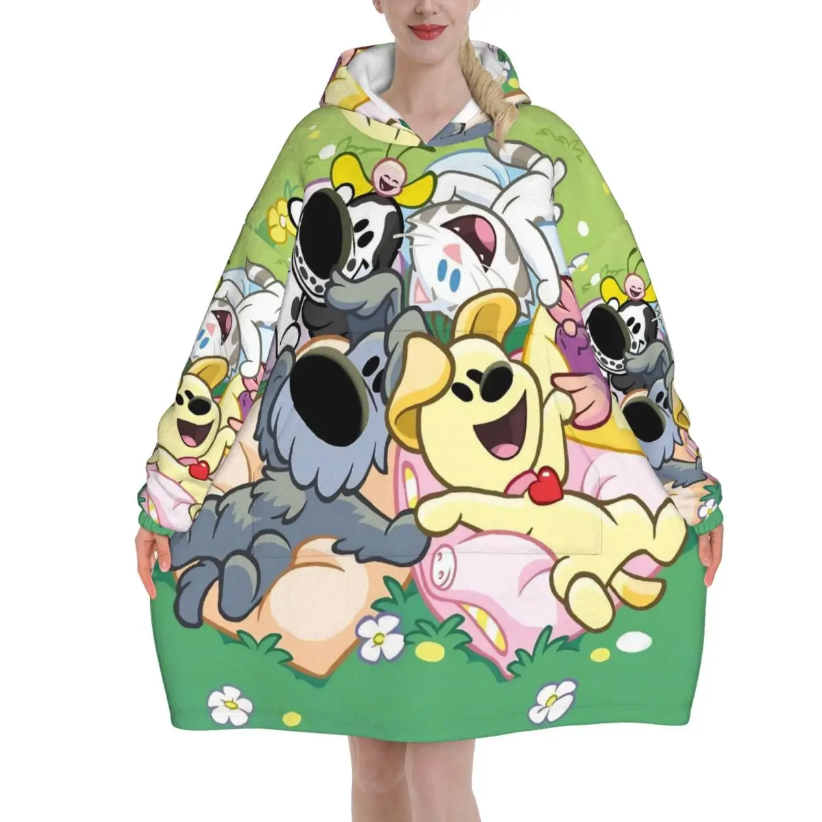 Woezels And Pips｠ Oversized Blanket Hoodie Sweatshirt Long Fleece Hooded Wearable Blanket with Large Pocket for Women Men
