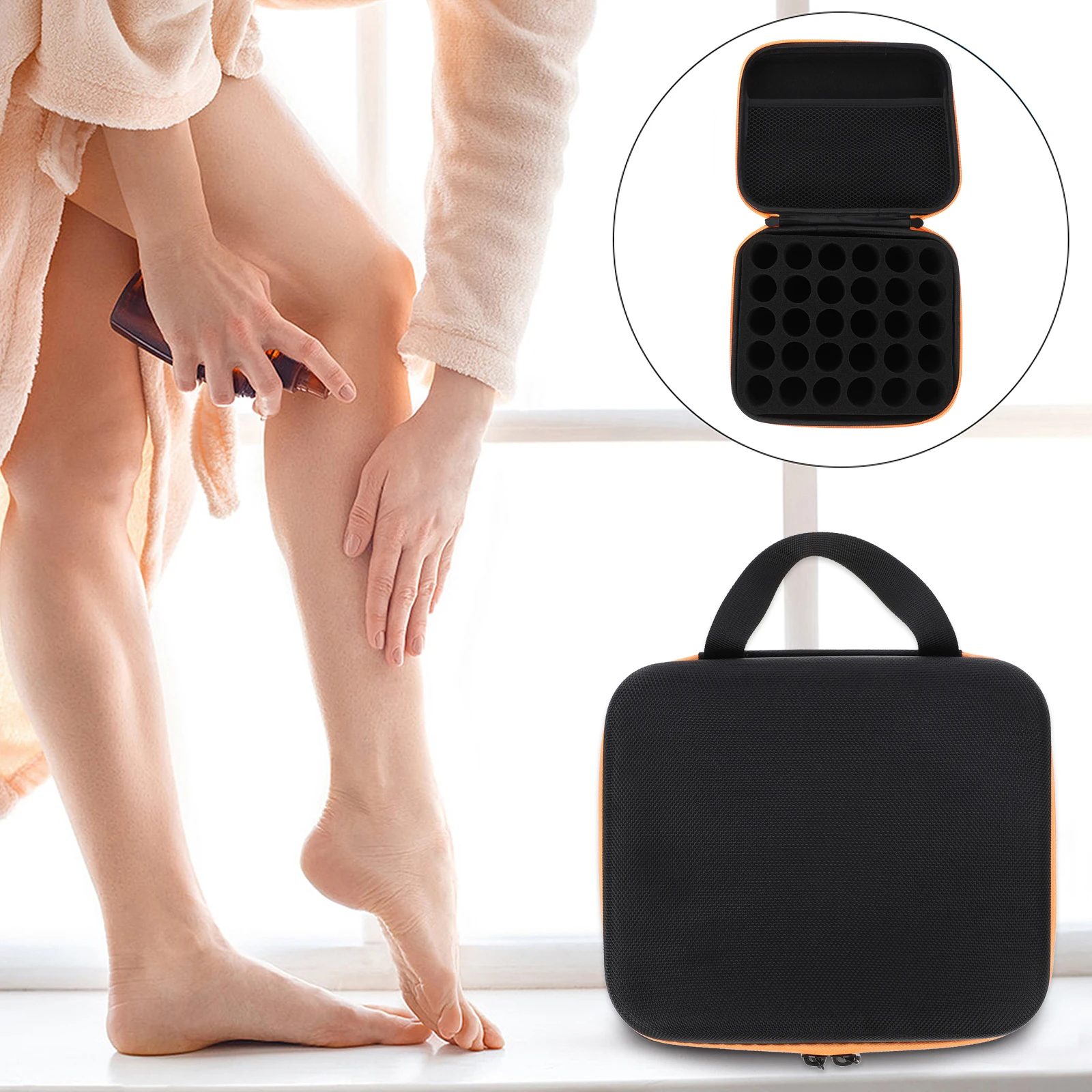 

Essential Oils Storage Case 30 Slots Portable Travel Box Holder Organizer Orange Shockproof Drop-Proof Easy Carry