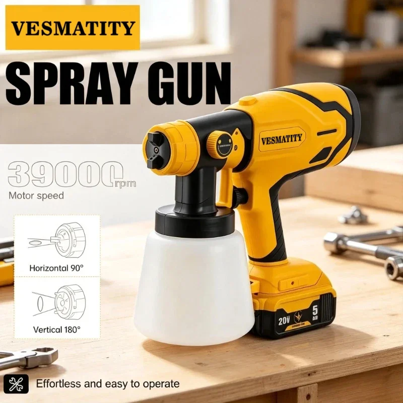 800ML Portable Cordless Paint Sprayer High-Power Automotive and Furniture Spraying Gun For Dewalt 18V 20V Battery Pin