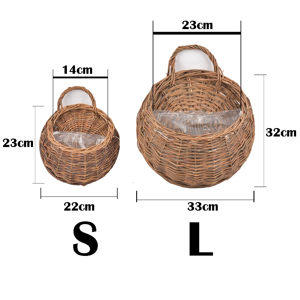 Flower Planter Wall Hanging Wicker Rattam Basket Garden Vine Pot Plants Holder