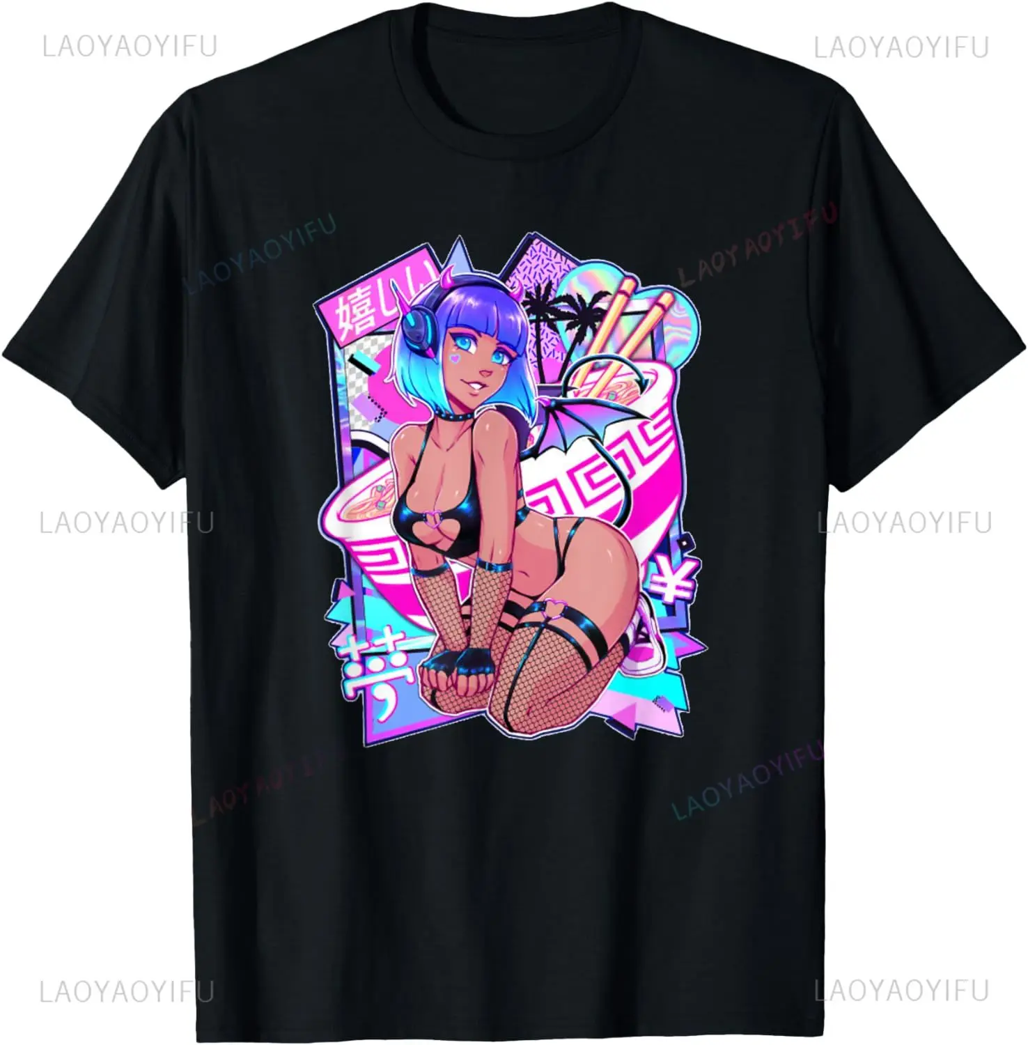 Sexy Anime Girl Japanese Sexy Demon Girl Cosplay T-shirt Hentai Casual Fashion Streetwear Comfortable Breathable Shirt